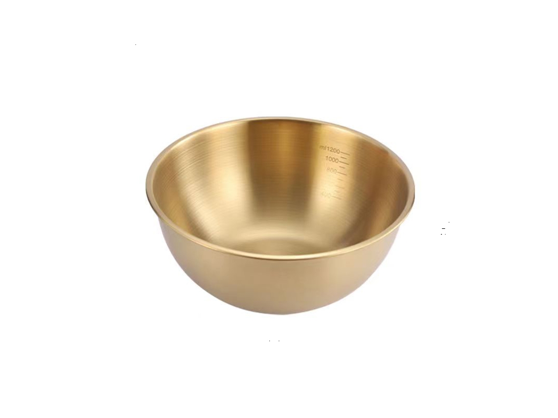 (17 Cm De Oro) Cuenco De Cocina De Acero Inoxidable, Cuenco Para Ensalada De Frutas Estilo Coreano, Con Graduaciones
