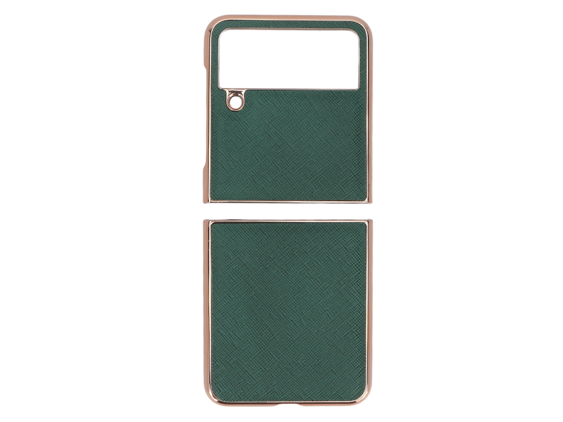 Capa De Couro Para Samsung Galaxy Z Flip4 Capa Dobrável Resistente A Arranhões Ajuste Perfeito Verde