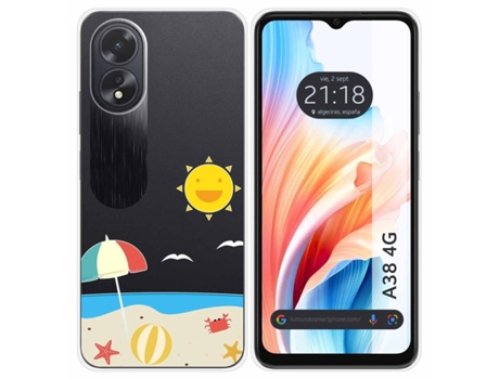 Funda Silicona Transparente para Oppo A38 4G diseño Playa Dibujos
