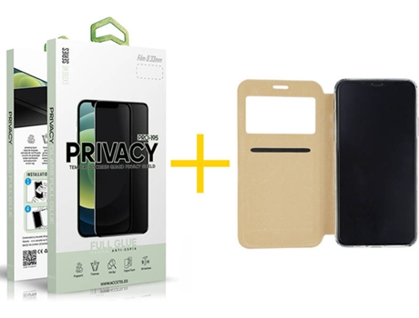 Kit Funda + Protector de Pantalla Apple iPhone 11 SKYHE Flip Cover 0432 Dorado
