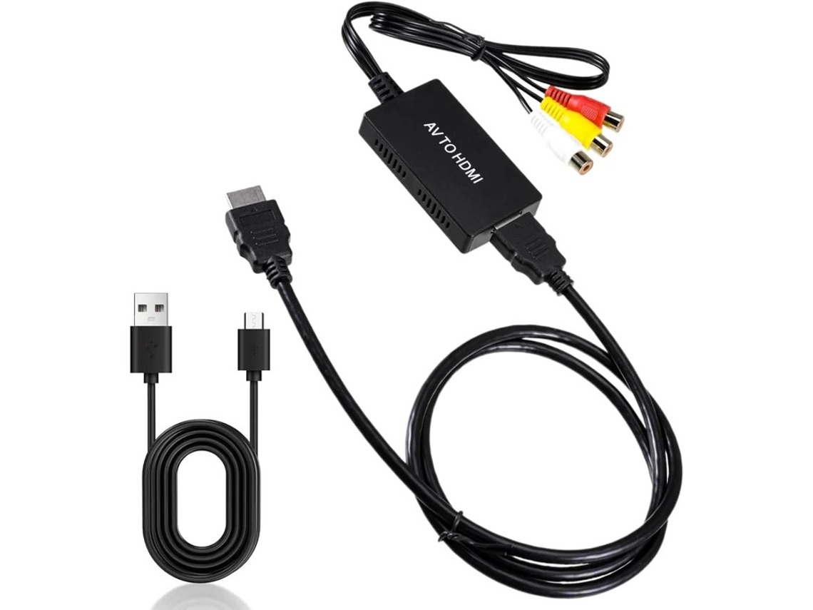 Adaptador convertidor 1080p RCA AV compuesto CVBS a HDMI compatible con PS2/PS3/Xbox/SNES/N64/STB/VHS/VCR/DVD PAL/NTSC, 60 Hz, Plug &amp; Play Bestvite