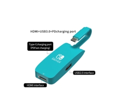 Estación de fondeo YIZHOOD Mini USB-C portátil a 4K HDMI-para Nintendo Switch USB 3.0 Hub PD 100W para Macbook Pro azul