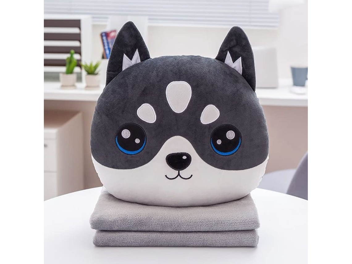 Conjunto De Almohada Y Manta De Viaje Suaves Con Un Bonito Diseño De Animales, Compacto Para Avión Y Coche.