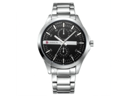 Reloj De Cuarzo Para Hombre Impermeable Con Correa De Metal Ajustable Moda (blanco Y Negro)