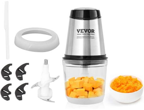 VEVOR-procesador de alimentos eléctrico, picadora, 0,6 l/2,5 tazas, picadora de carne, batidora con recipiente de vidrio