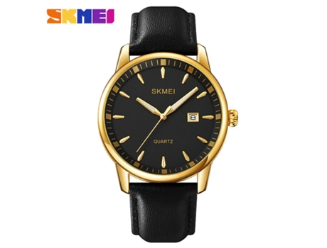 Relojes para Hombres Correa de Cuero Reloj de Pulsera de Cuarzo analógico Impermeable-Dorado LUUCOZK
