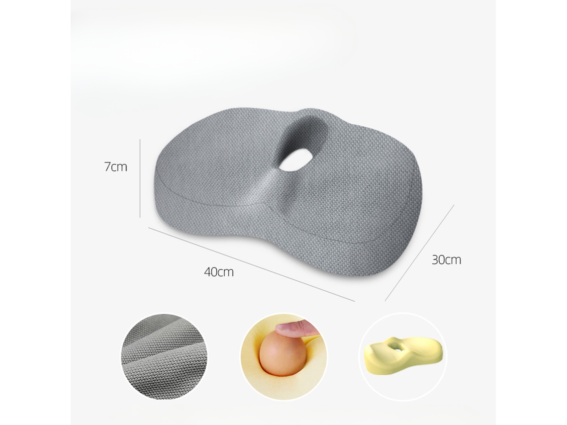 Almohada de espuma viscoelástica Siurn Gray para aliviar la presión y el dolor de coxis