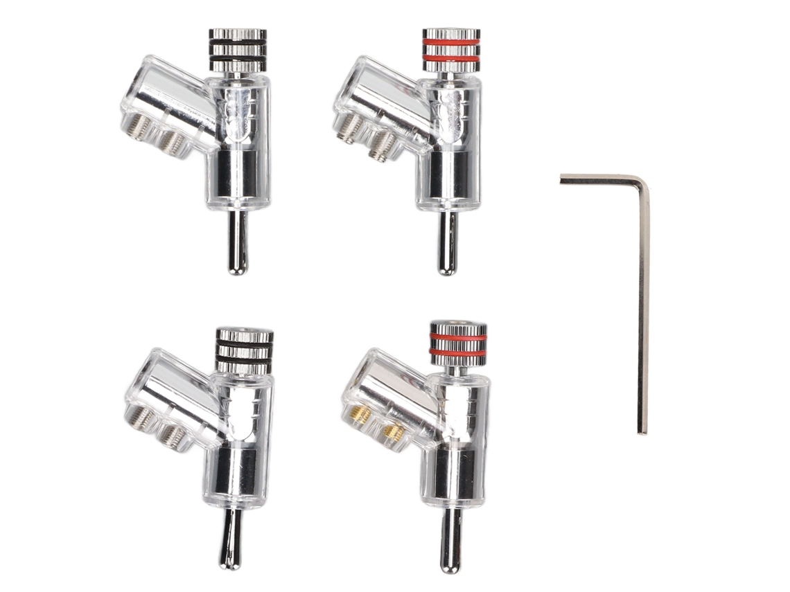 4 Conectores Banana Ba1403r Con Bloqueo, Chapados En Rodio, Para Altavoces, Receptores Av Y Amplificadores