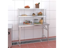 Mesa de trabajo de cocina con estante 120x60x145cm acero inoxidable DKD HOME DECOR