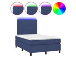Maison Exclusive - Cama Box Spring Con Colchón Y Led Tela Azul 120x200 Cm