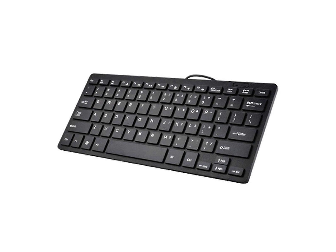 Teclado compacto con cable USB, ultrafino, para PC, miniteclado para juegos, negro Everley891