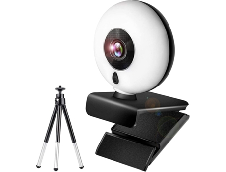 Cámara web Chronus Full HD 1080P con micrófono y luz anular Cámara web para computadora con transmisión por USB con trípode y cubierta de privacida...