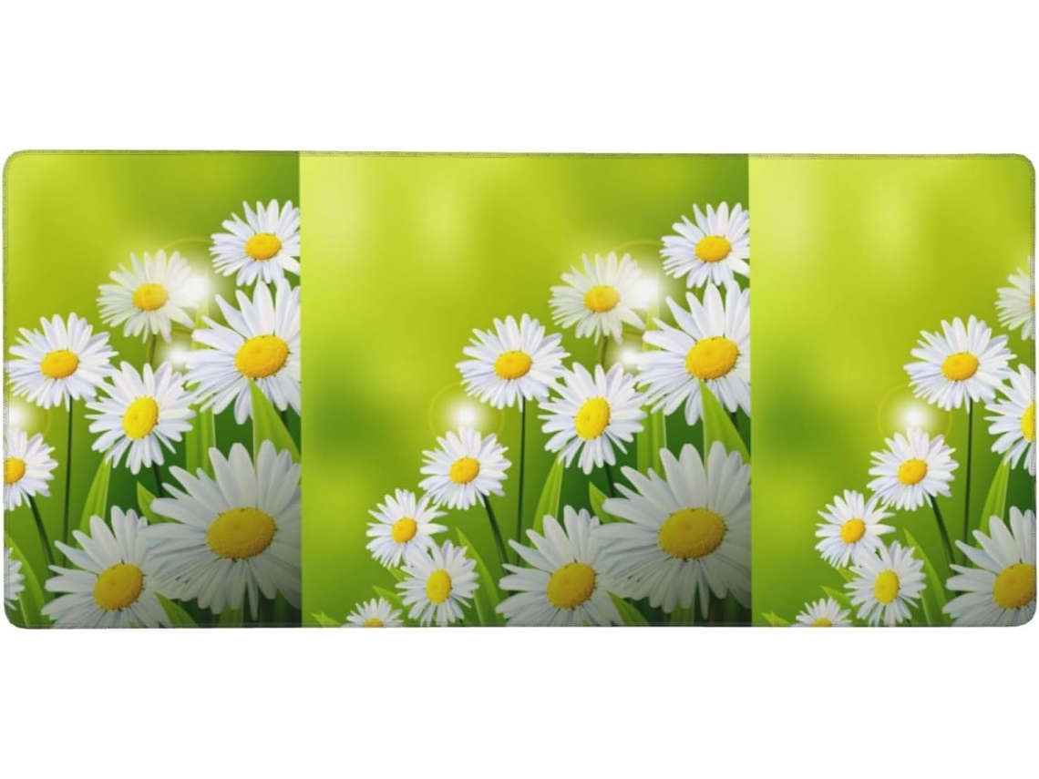 Besportble Alfombrilla De Ratón Grande Con Diseño Floral De Margaritas Y Base De Goma Antideslizante Y Un T...