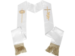 Estola Blanca De Sacerdote, 1 Pieza, Cruz Y Pájaro Bordados, Estola De Boda Reversible Para