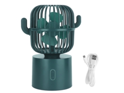 Mini ventilador portátil recargable por USB con forma de cactus.
