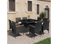 Conjunto de piezas. Jantar P/ Jardim Vime Pe E Madeira De Acácia Preto Dkd Home Decor