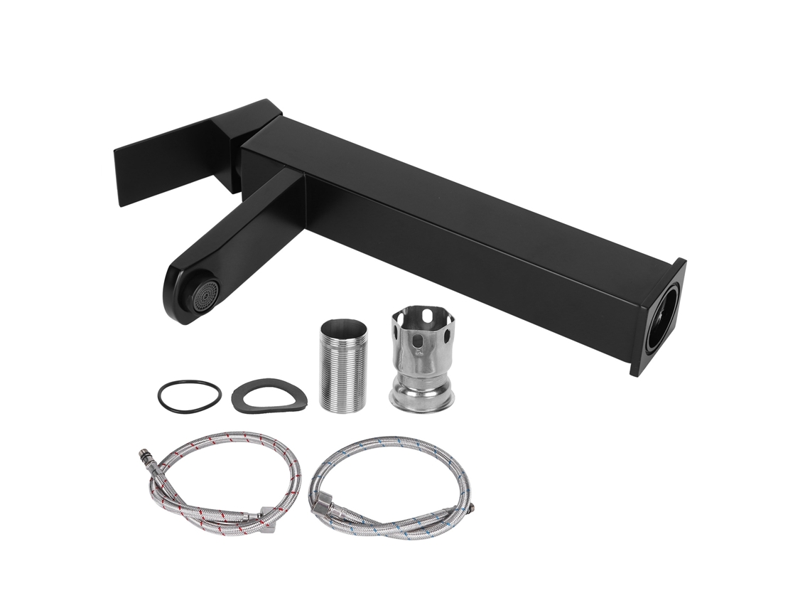 Grifo De Fregadero De Cocina Con Monomando, Giro De 360°, Acero Inoxidable 304, Negro Mate, G1/2