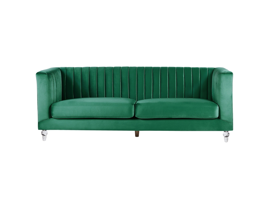 Sofá de 3 plazas BELIANI Arvika de Terciopelo Verde 204x78x75