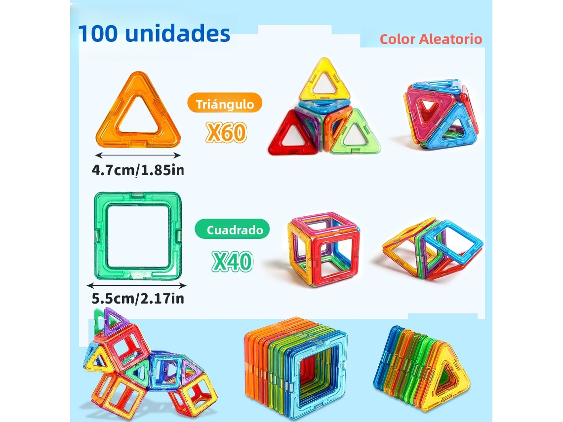 (100 piezas) Bloques de construcción magnéticos, juguetes educativos, regalos de cumpleaños, juegos educativos