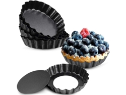 10 Mini Moldes Para Tartaletas De 10 Cm Con Base Desmontable Y Antiadherente Para Hornear Panes Y Postres.