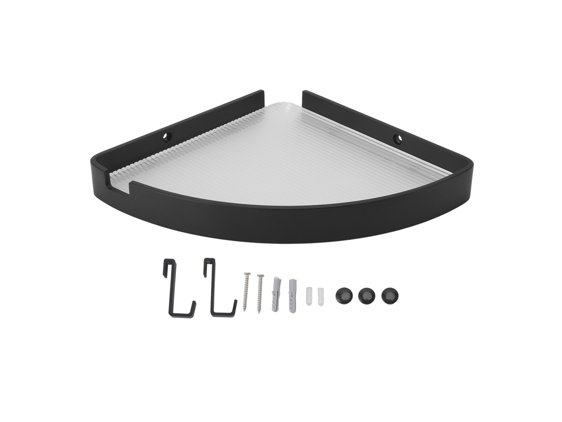 Estante esquinero negro para baño (no requiere taladrar)