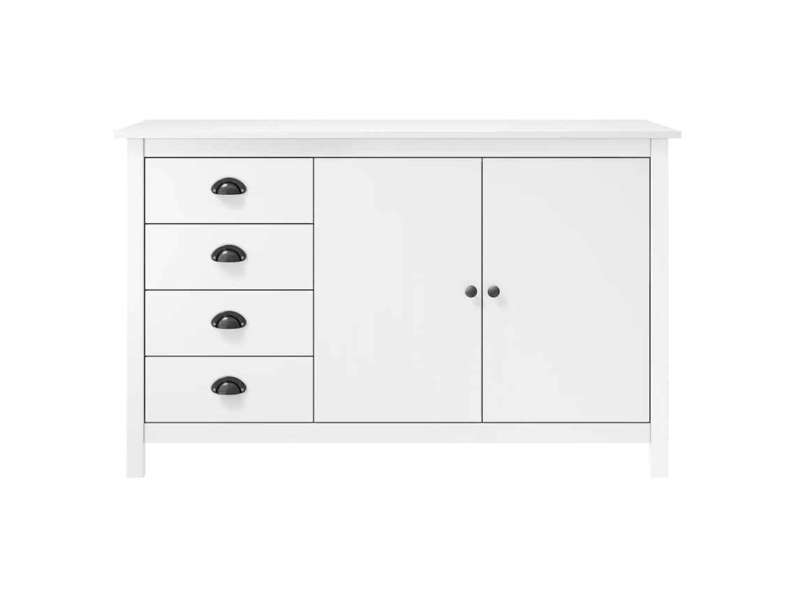 Mesita De Noche | Aparador Hill Madera Maciza De Pino Blanco 130x40x80 Cm Wsd367092