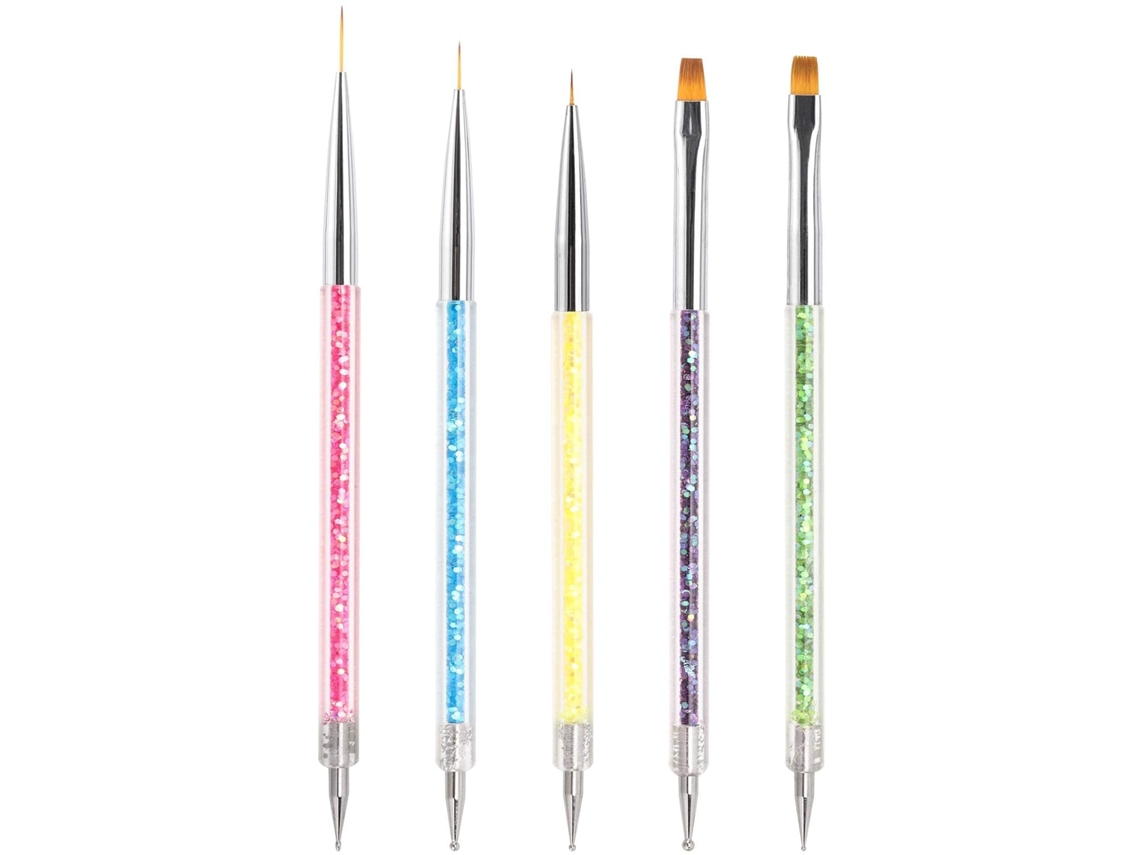 Pinceles para decoración de uñas, 5 pinceles de doble punta para delinear uñas y puntear, herramientas para dibujar uñas.