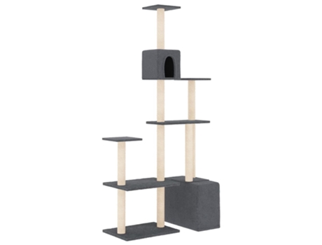 Rascador para gatos con postes de sisal gris oscuro 180 cm VIDAXL