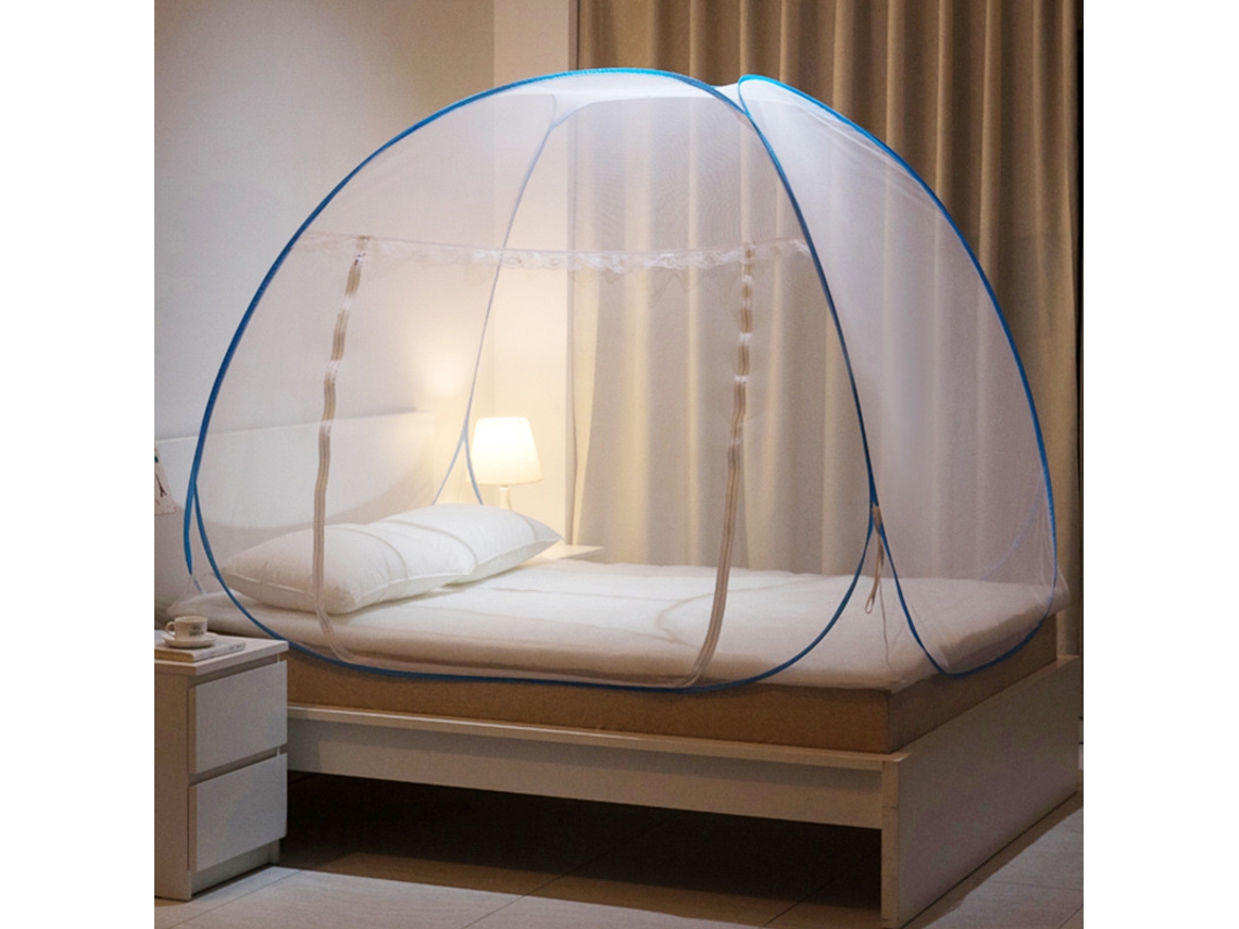 Mosquitera de verano de instalación gratuita para hogares con cierre de cremallera y puerta plegable doble para residencias de estudiantes.