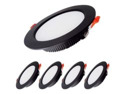 Aplique Led Empotrable De Pared De 7 W, Regulable, Negro, Ultrafino, 230 V, 5 Unidades, 700 Lúmenes, Luz Blanca Fría De 6000 K, Ip44, Clase A