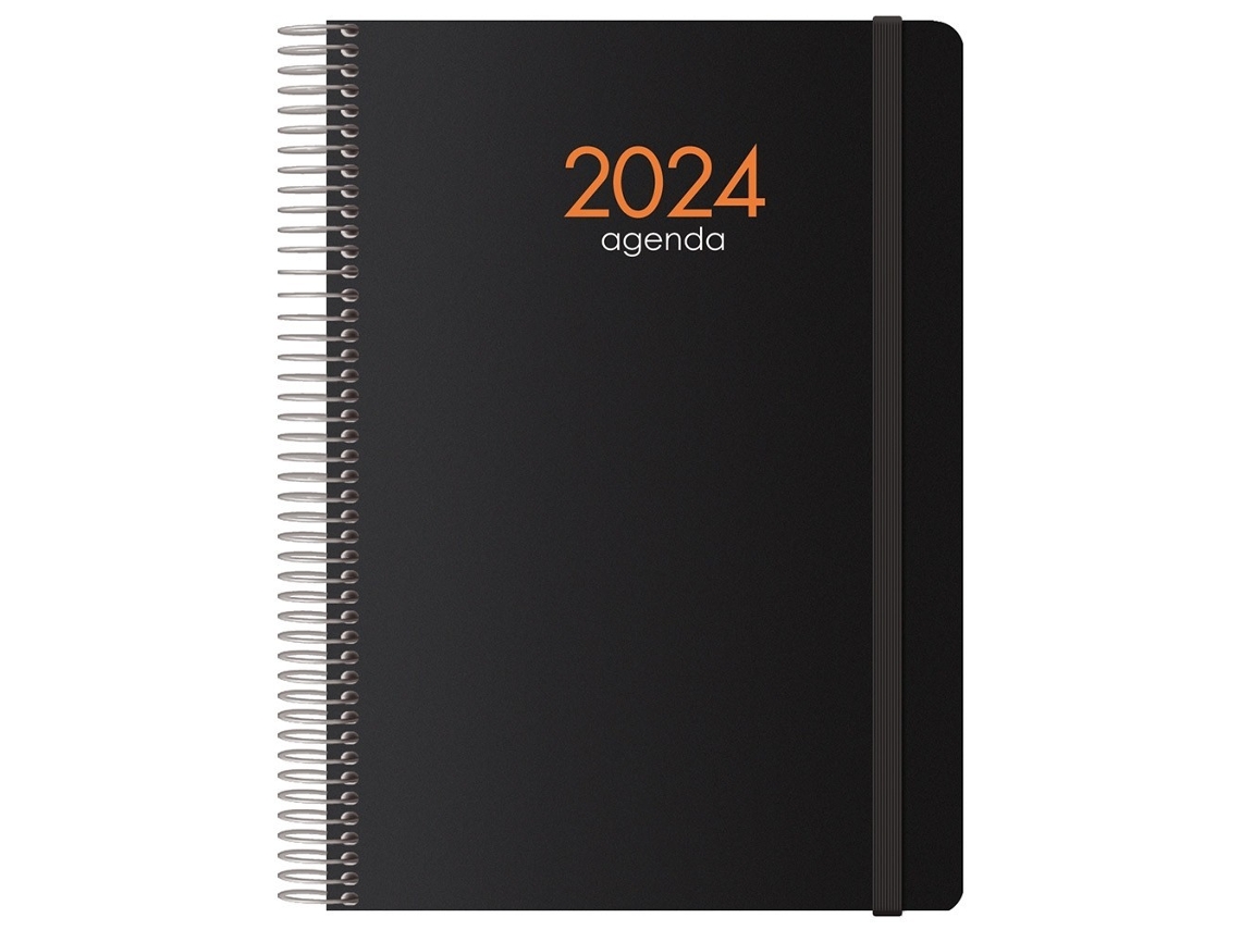 Agenda 2024 Semana Vista Con Espiral Y Goma Negra Syncro 15X21 Cm DOHE