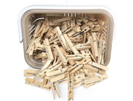 Pinzas de Madera Cesta de Plástico Rectangular Pinzas para la Ropa Resistente al Óxido y la Humedad Agarre Fuerte COM-FORT HOUSE