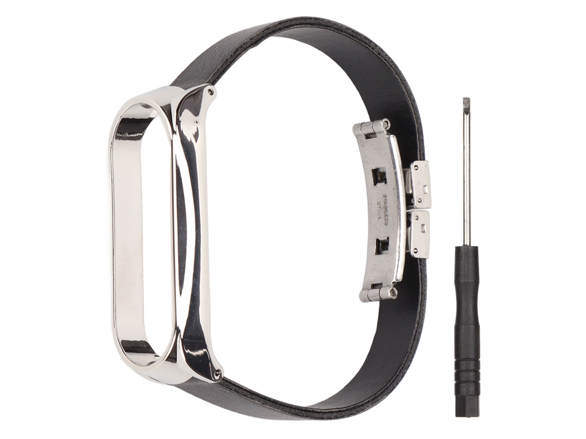Reemplazo De Hebilla De Mariposa De Doble Presión Con Nfc Para Funda Xiaomi Mi Band 6/5 Color Negro Plateado