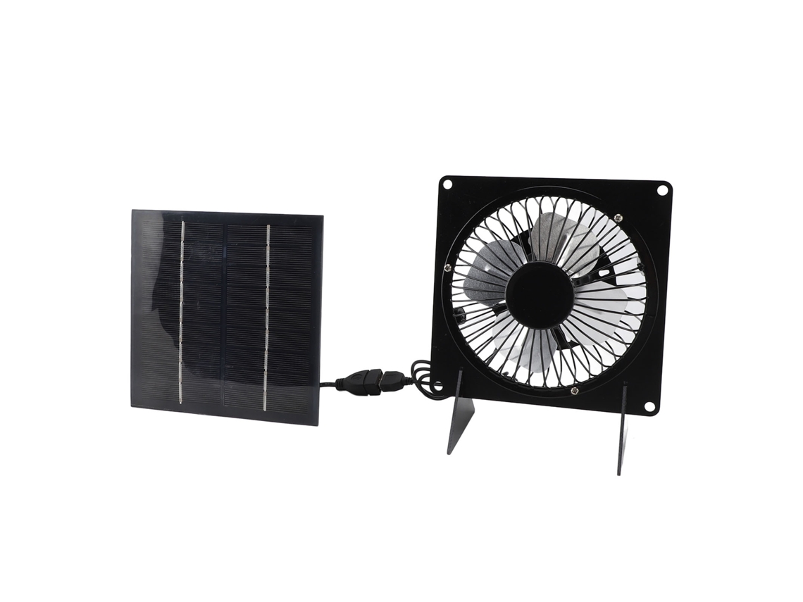 Ventilador solar portátil con extractor de aire, 20 W, 5 V, mini USB, con soportes