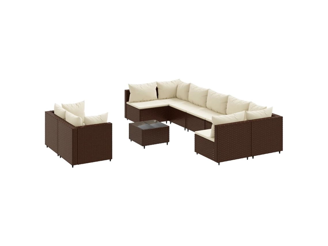 Maison Exclusive - Set De Sofás De Jardín 10 Pzas Y Cojines Ratán Sintético Marrón