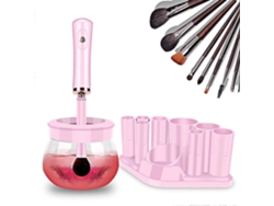Secador de brochas de maquillaje, limpiador eléctrico ultrarrápido con rotación automática en rosa Nostalgia88