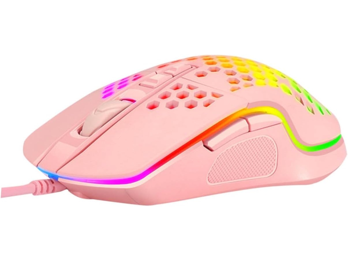 Ratón Gaming Con Cable, Iluminación Led Rgb Ergonómica Y Botones Tipo Panal.