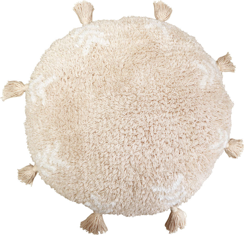 Almohada Infantil Happy decor kids tan rosa poliestireno ø35 cm lavable para habitación los niños en color albaricoque y marfil. hecho mano por artesa