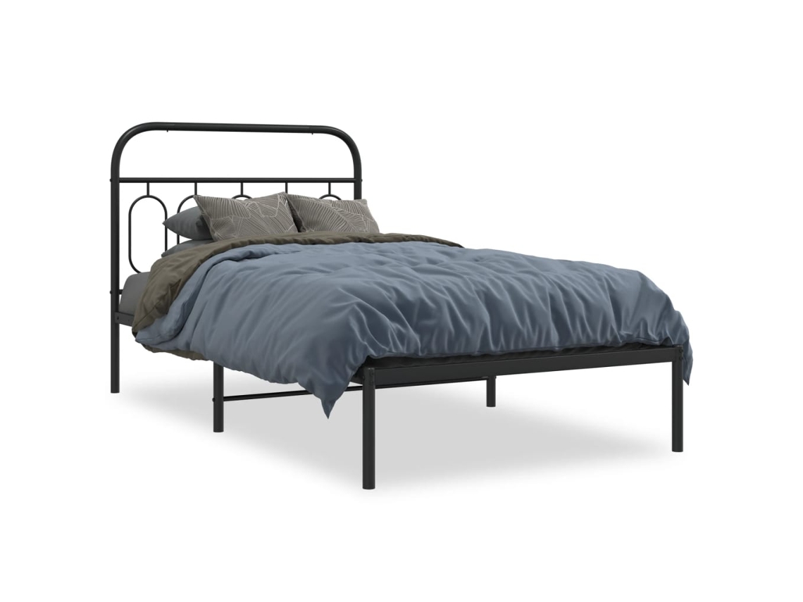 Maison Exclusive - Estructura Cama Sin Colchón Con Cabecero Metal Negro 107x203 Cm