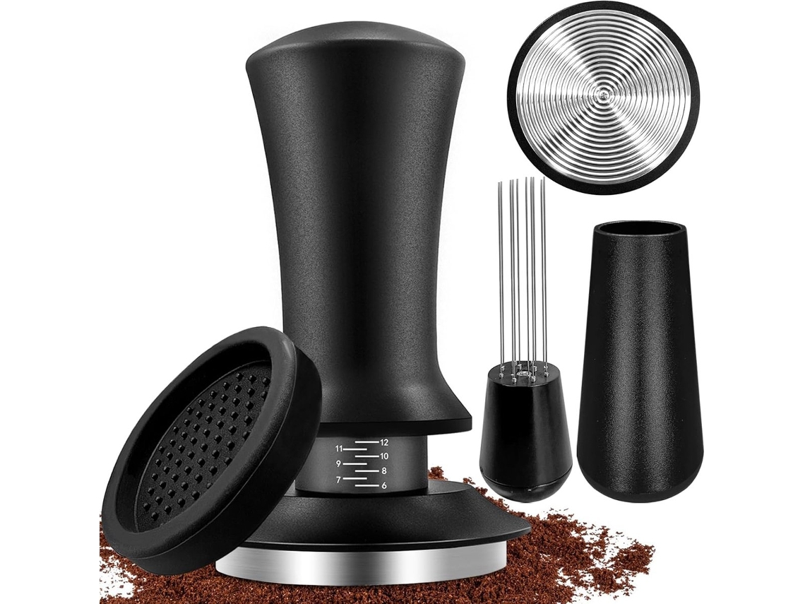 Compactador de café en acero inoxidable 304 con escala ajustable. Mudg
