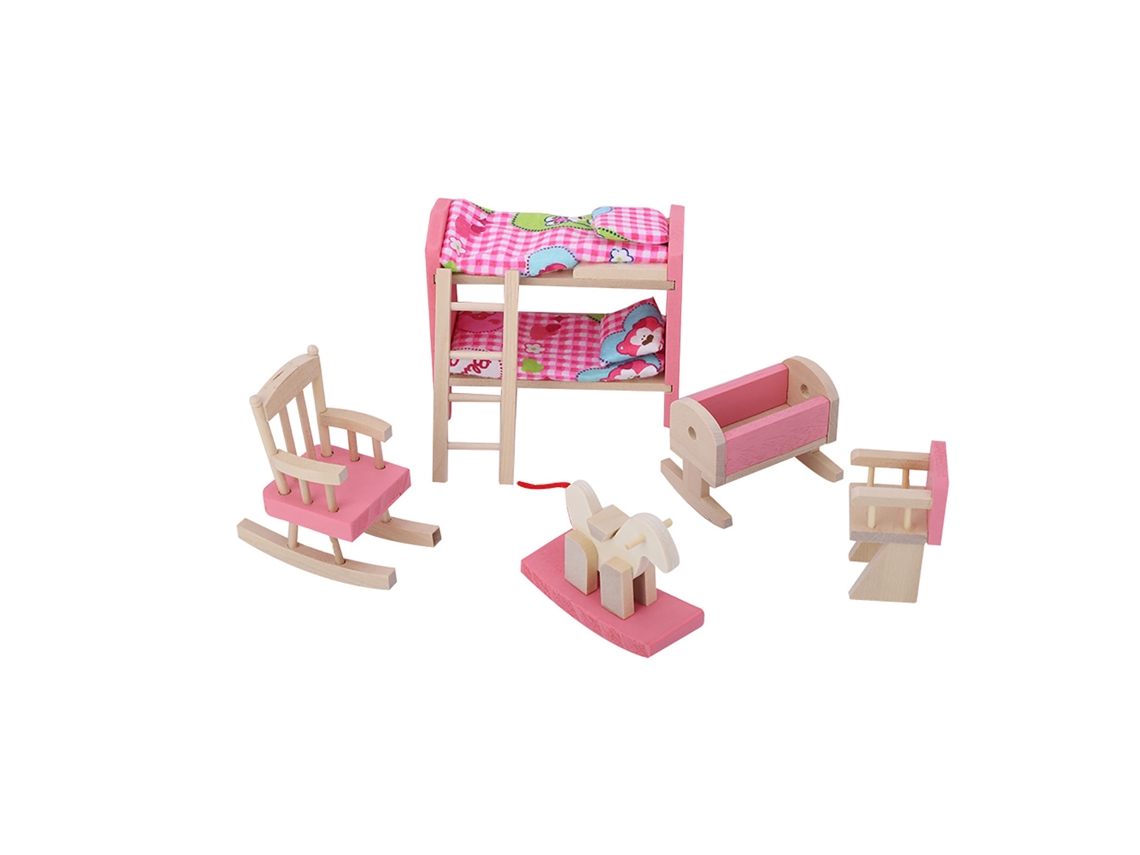 Conjunto de muebles de madera para casa de muñecas a escala 1:12 - Dormitorio infantil