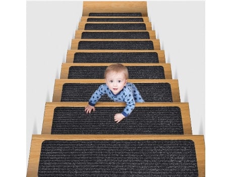 Alfombrilla Antideslizante para Peldaños de Escalera Negra