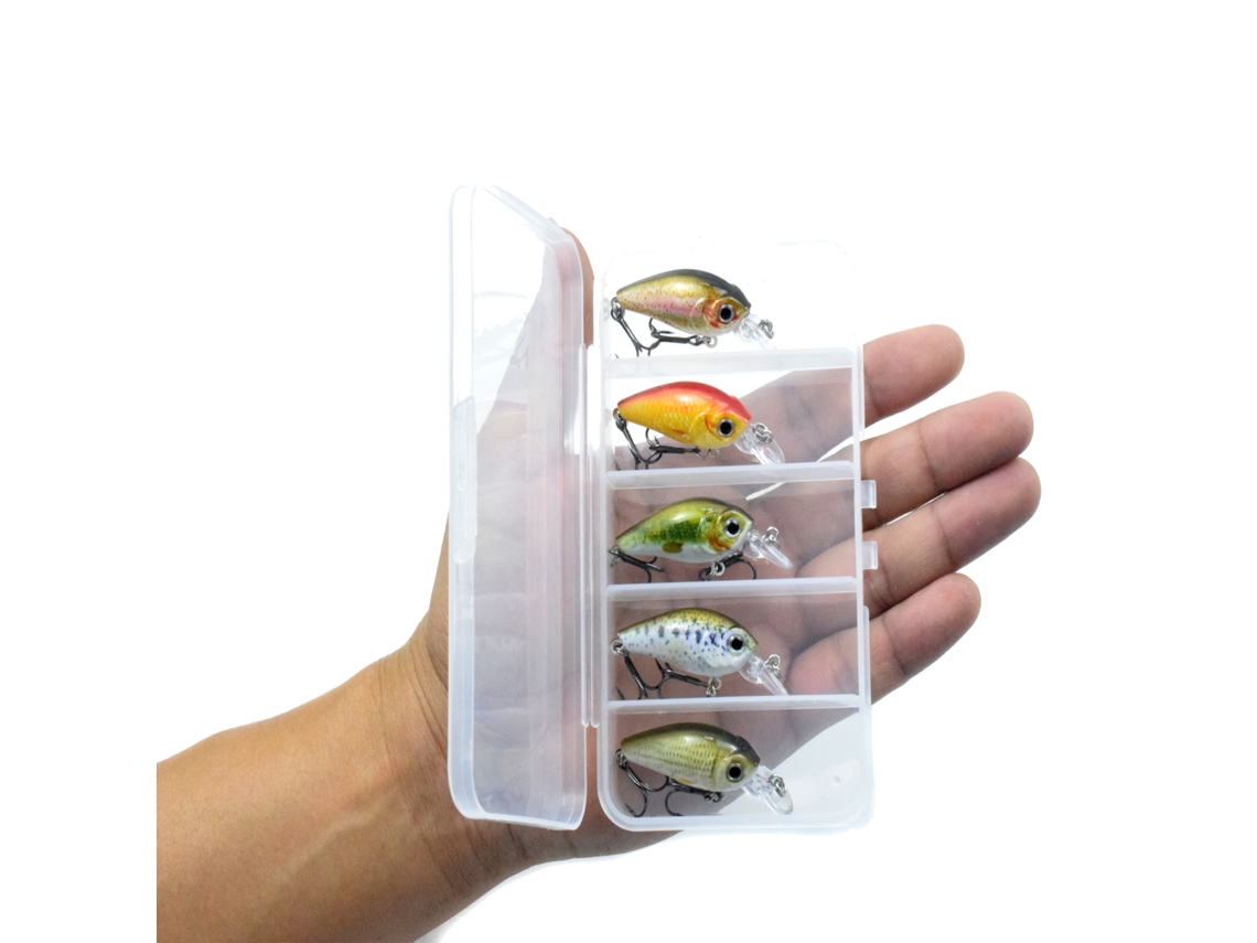 Kit De 5 Señuelos De Pesca Lixada, Señuelo Artificial Con Triple Anzuelo, Ojos 3d, Señuelo Flotante Para Agua Dulce Y Salada, Con Caja.