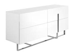 Aparador ANGEL CERDÁ 3052 (Blanco, Acero inoxidable cromado - 160 x 46 x 75 cm)
