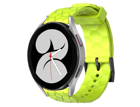 Correa de reloj inteligente para Samsung Galaxy Watch 4, 40 mm, 20 mm, patrón de fútbol, correa de silicona de color sólido (verde lima)