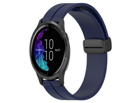 Correa de reloj inteligente para Garmin Venu Correa de reloj de silicona de 20 mm con cierre magnético Color sólido (Azul medianoche)