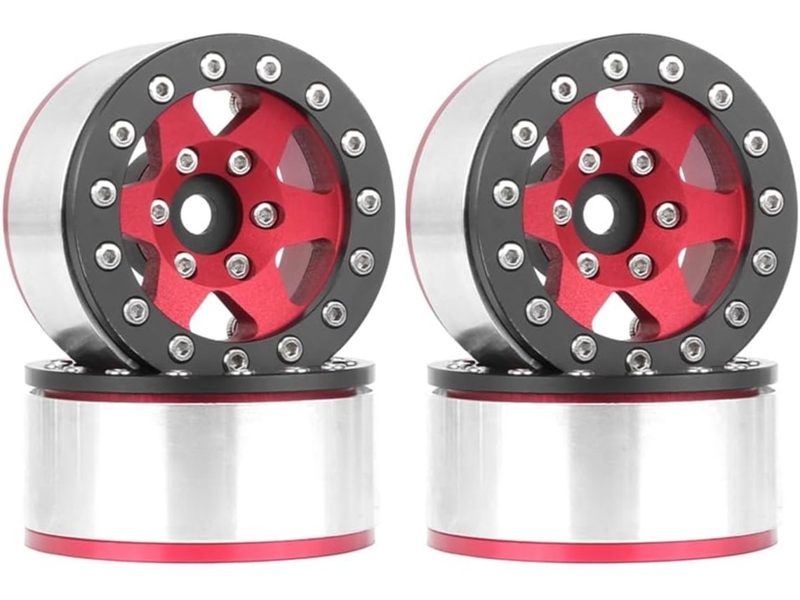 Llanta Metálica Negra Y Roja De 1,55 Pulgadas Para Coche De Escalada Ax90069 Para Jimny Cc01