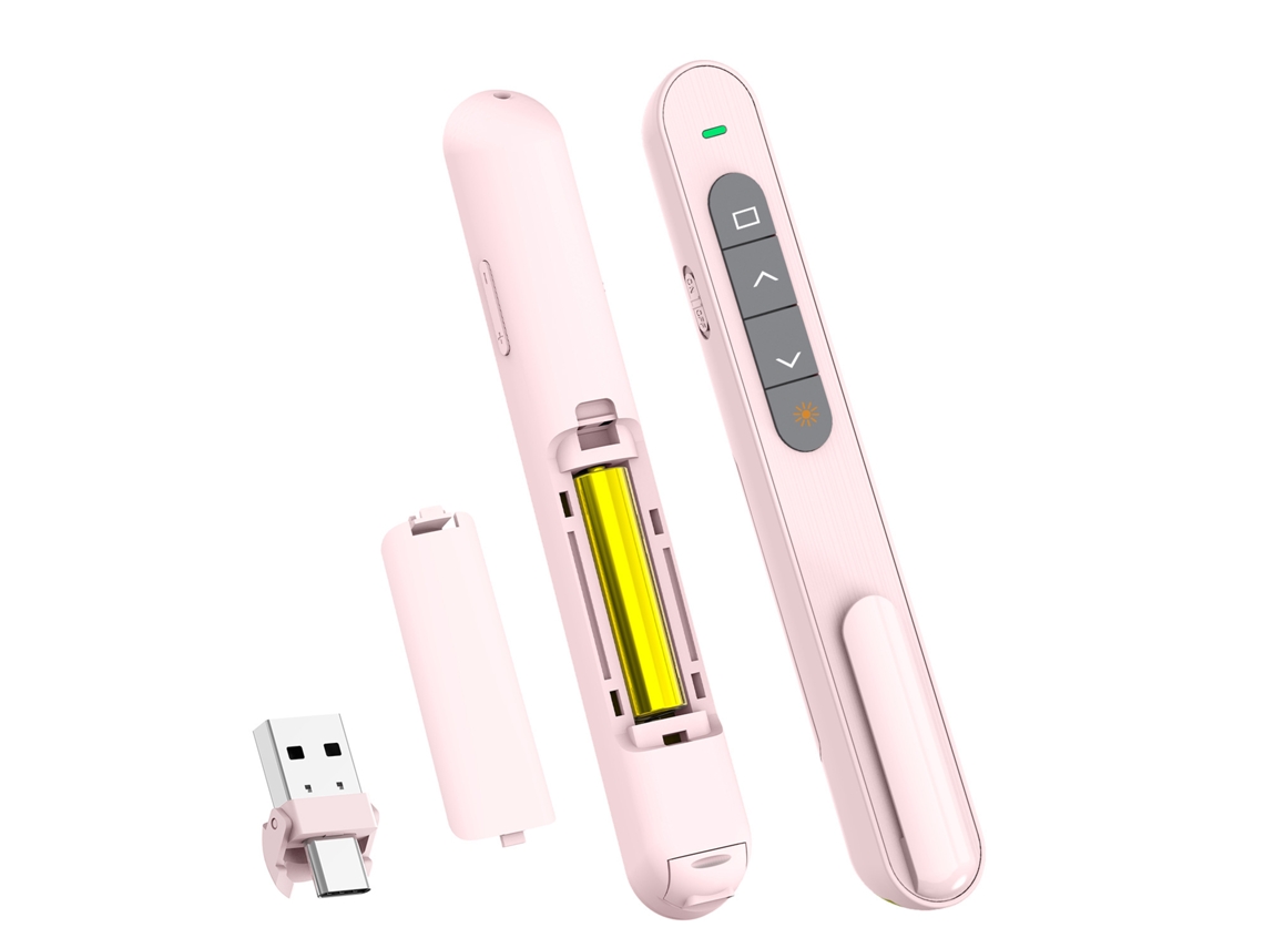 Presentador Inalámbrico De 2,4 Ghz Con Receptor Usb/tipo C, Alcance De 100 M, 5 Botones, Controles Intuitivos. Batería No Incluida. Digitallab (rosa)