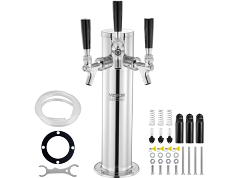 VEVOR Triple grifos barril dispensador de torre de cerveza torre de cerveza de barril de acero inoxidable
