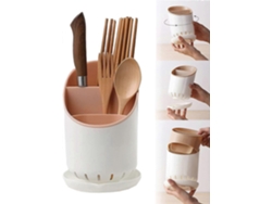 Portavasos Y Cubiertos Para Cocina Con Plato De Drenaje Y Agujero De Escurrido, Organizador De Utensilios Con 3 Compartimentos